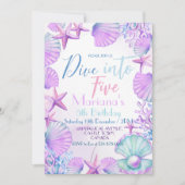 Ocean Dive in vijf meisjes verjaardagsfeestje Kaart (Voorkant)