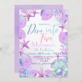 Ocean Dive in vijf meisjes verjaardagsfeestje Kaart (Voorkant / Achterkant)