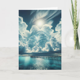 Ocean, Dock en Fluffy Clouds Denken aan jou Kaart