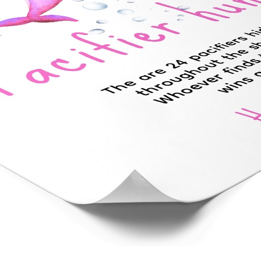 Ocean dolfijn - Fopspeenjacht spel baby shower Poster (Hoek)