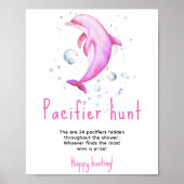Ocean dolfijn - Fopspeenjacht spel baby shower Poster (Voorkant)