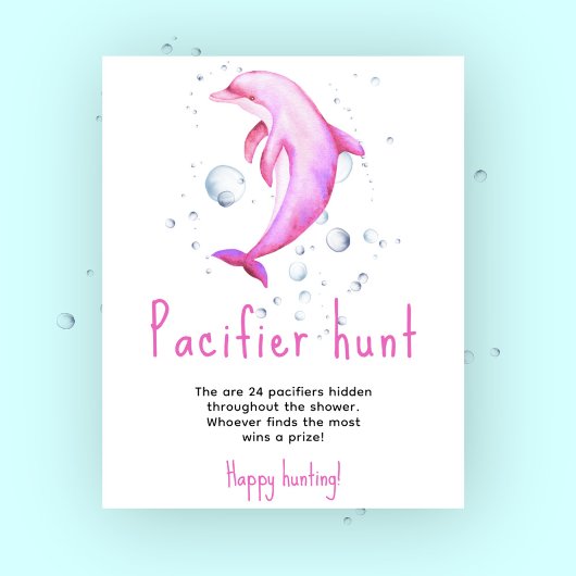 Ocean dolfijn - Fopspeenjacht spel baby shower Poster