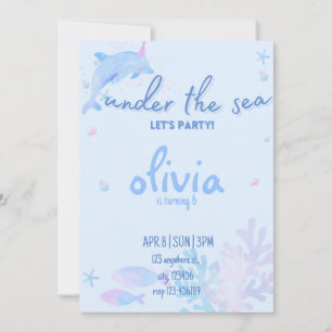 Ocean Dolphin onder het Zee Birthday Invitation Kaart