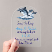 Ocean Dolphin Wedding Invite Seas the Day Acryl Uitnodigingen (Insitu (Draagbaar))
