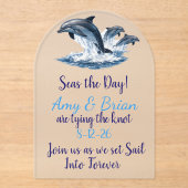 Ocean Dolphin Wedding Invite Seas the Day Acryl Uitnodigingen (Voorkant)