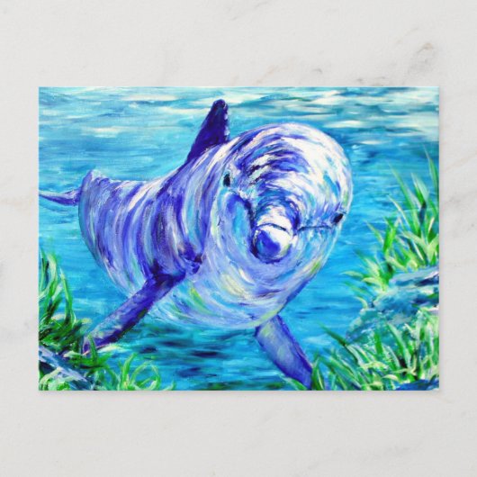 Ocean Dolphins Painting Dolphin Onderwater Afbeeld Briefkaart (Voorkant)