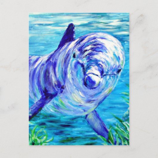 Ocean Dolphins Painting Dolphin Onderwater Afbeeld Briefkaart (Voorkant)