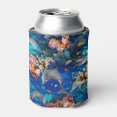 Ocean Dolphins Tropical Coral Reef Blikjeskoeler (Blikje Voorkant)