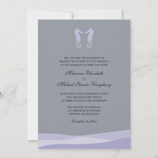 Ocean Double Seahorse Wedding Invitations Kaart (Voorkant)