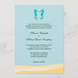 Ocean Double Seahorse Wedding Invitations Kaart