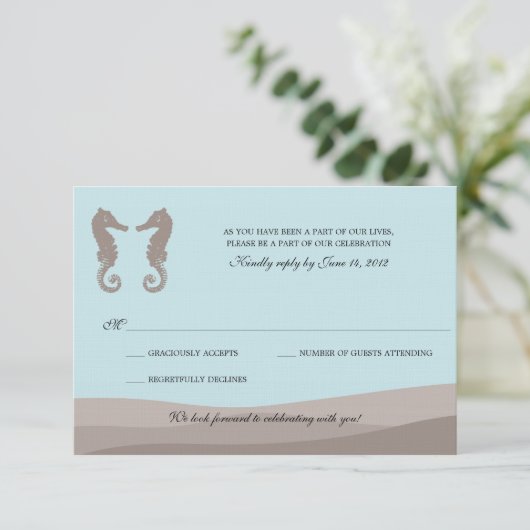 Ocean Double Seahorse Wedding RSVP (Staand voorkant)