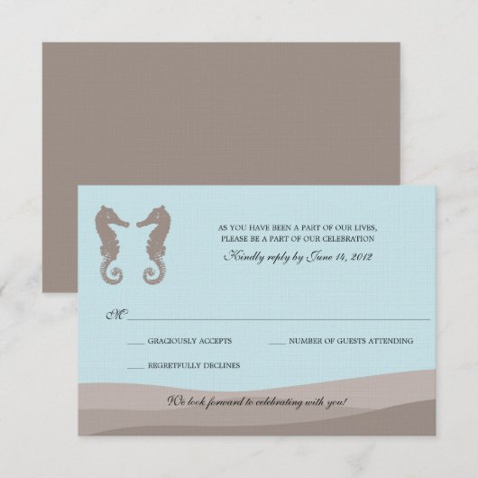 Ocean Double Seahorse Wedding RSVP (Voorkant / Achterkant)