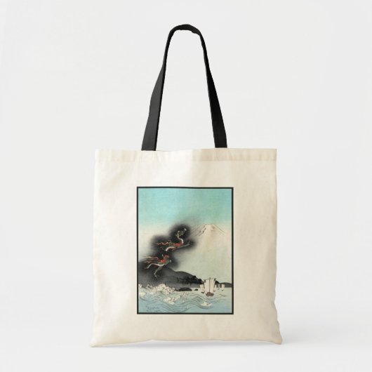 Ocean Dragon rijdend naar de berg Fuji HOKUSAI Uki Tote Bag (Voorkant)