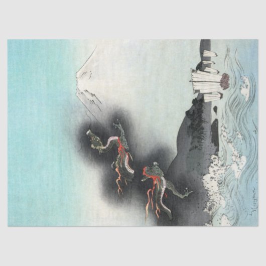 Ocean Dragon Rising naar Mt. Fuji HOKUSAI Ukiyo-e Tissuepapier (Voorkant)