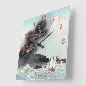 Ocean Dragon Rising naar Mt. Fuji HOKUSAI Ukiyo-e Vierkante Klok (Hoek)