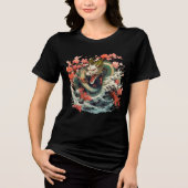 Ocean Dragon with Sakura and Waves Tri-Blend Shirt (Voorkant)
