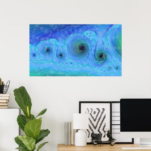 Ocean Dream Geo Fractal Poster (Thuiskantoor)