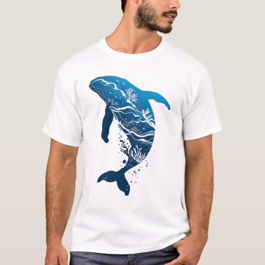 Ocean Dream Whale Illustratie T-shirt (Voorkant)