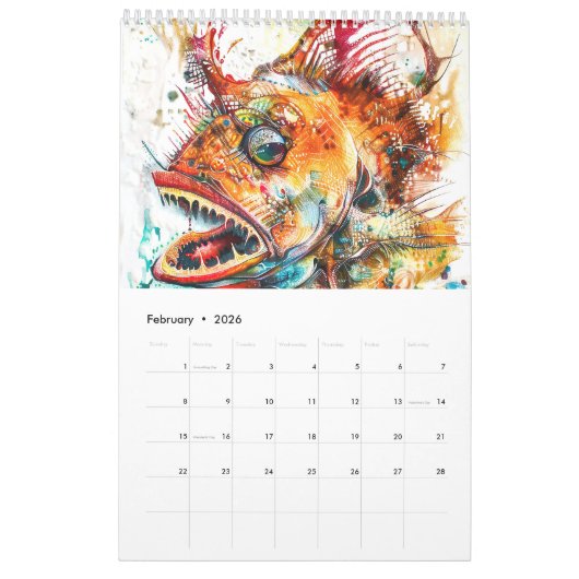 Ocean Dreams 2026 – Abstract Sea Creatures in Vivi Kalender (Feb 2026)