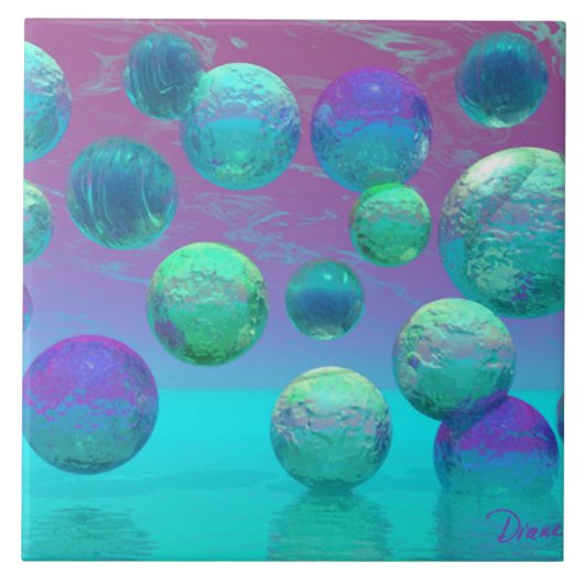 Ocean Dreams - Aqua en Violet Ocean Fantasy Tegeltje (Voorkant)