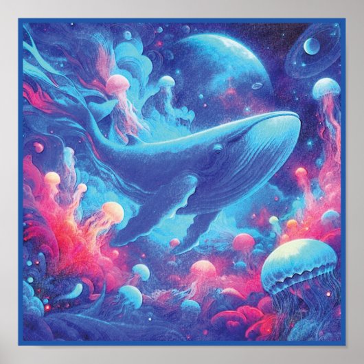 Ocean Dreams Psychedelic Whale Poster (Voorkant)