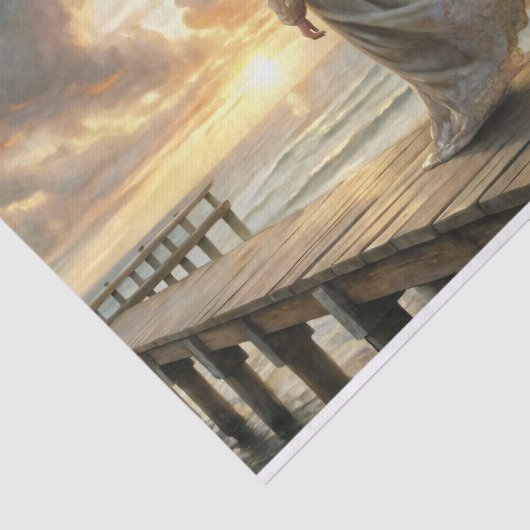 Ocean Dreams Romantisch Zeegezicht @ zonsondergang Tissuepapier (Detail)