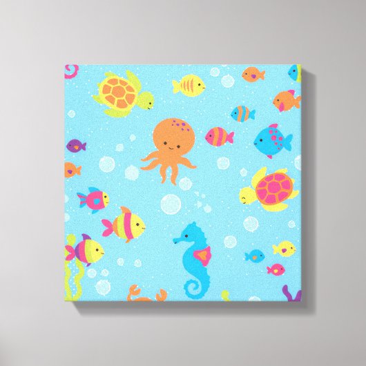 Ocean Dreams Turtle and Fish Canvas Print (Voorkant)