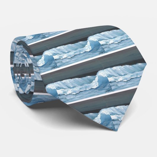 Ocean Dreams Waves Night Moonlit Zee Beach Surf Stropdas (Opgerold)