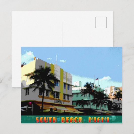 Ocean Drive Art Deco poster Briefkaart (Voorkant / Achterkant)
