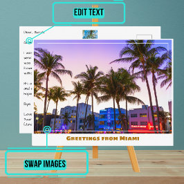 Ocean Drive bij Nacht in Miami Beach Briefkaart