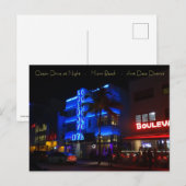 Ocean Drive Miami Beach Art Deco District at Night Briefkaart (Voorkant / Achterkant)
