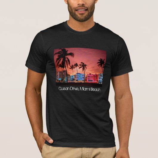 Ocean Drive - Miami Beach Skyline T-Shirt (Voorkant)