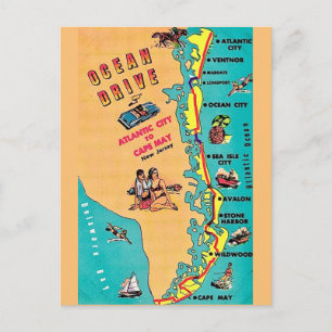 Ocean Drive NJ Vintage Briefkaart