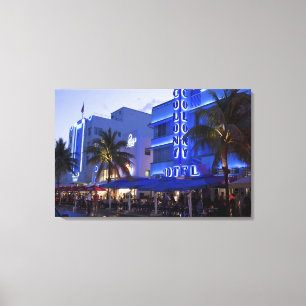 Ocean Drive, South Beach, Miami Beach, Canvas Afdruk