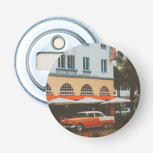 Ocean Drive, South Beach, Miami Button Flesopener (Voorkant)