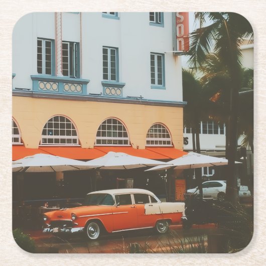 Ocean Drive, South Beach, Miami Kartonnen Onderzetters (Voorkant)