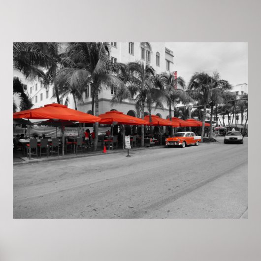 Ocean Drive South Beach Miami Oldtimers Poster (Voorkant)