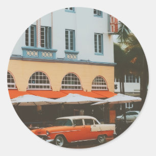Ocean Drive, South Beach, Miami Ronde Sticker
