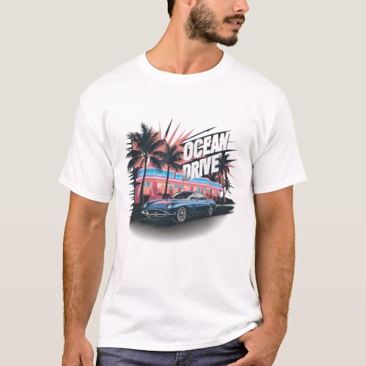 Ocean Drive thema voor de oceaan T-shirt (Voorkant)