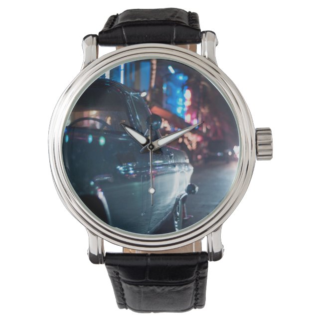 Ocean Drive vintage-wagen Horloge (Voorkant)
