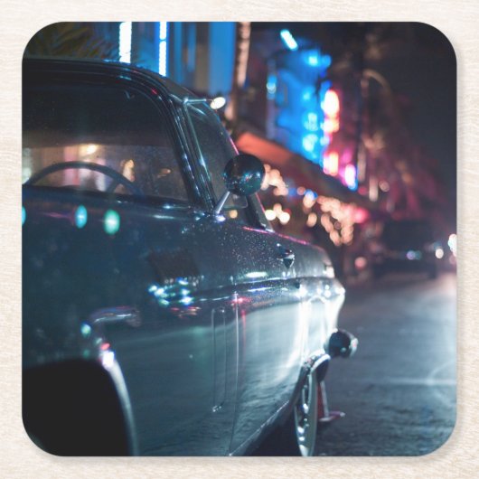Ocean Drive vintage-wagen Kartonnen Onderzetters (Voorkant)