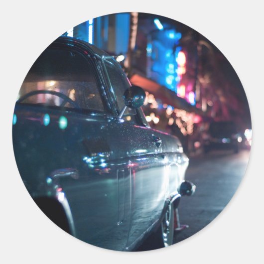 Ocean Drive vintage-wagen Ronde Sticker (Voorkant)