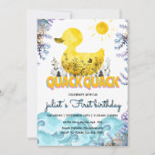 Ocean duckie geel 1e rubber eend verjaardag kaart (Voorkant)