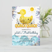 Ocean duckie geel 1e rubber eend verjaardag kaart (Staand voorkant)