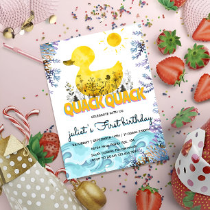 Ocean duckie geel 1e rubber eend verjaardag kaart