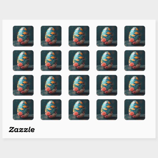Ocean Easter Egg Vierkante Sticker (Vel)