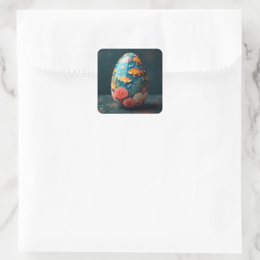 Ocean Easter Egg Vierkante Sticker (Tas)