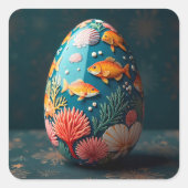 Ocean Easter Egg Vierkante Sticker (Voorkant)
