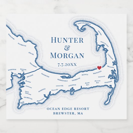 Ocean Edge Brewster Bestemming Bruiloft Sparkling Wijnetiket (Enkel label)