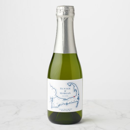 Ocean Edge Brewster bruiloft mini-fles Sparkling Wijnetiket (Voorkant)